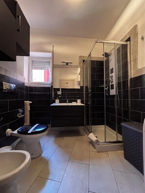 Suihku, hiustenkuivaaja, bidee, pyyhkeet