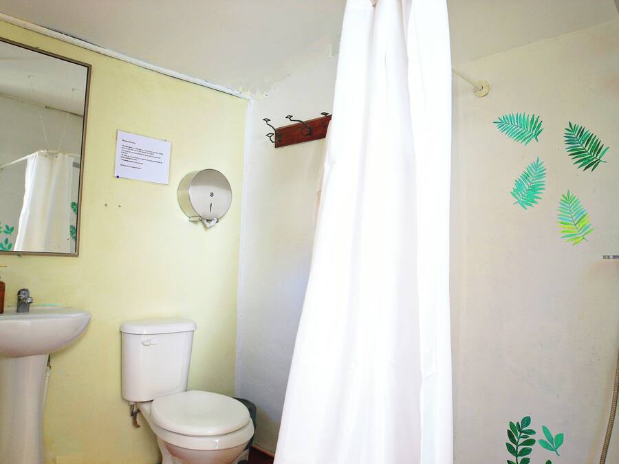 Een badkamer met een wastafel, toilet en douche.