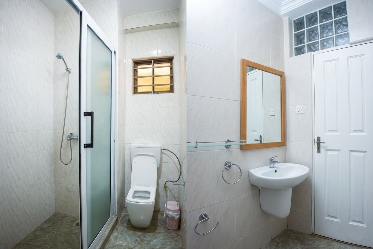 Shower, free toiletries, towels, soap