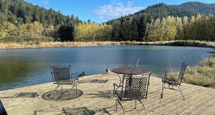 Comfortable home near the Avenue of the Giants with large pond on the Eel River.