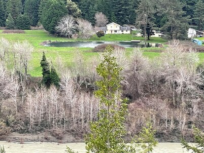 Comfortable home near the Avenue of the Giants with large pond on the Eel River.
