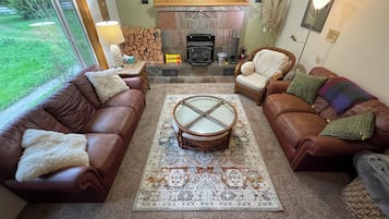 Smart TV, fireplace, video games, books