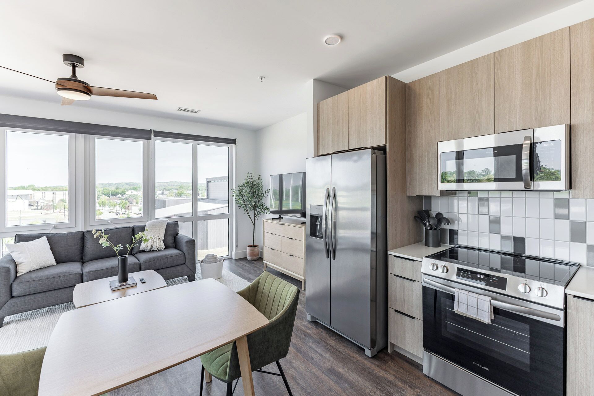 55-inch flat-screen TV with digital channels, Netflix, Hulu