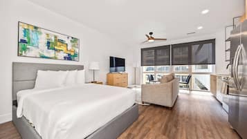 Laptop workspace, iron/ironing board, travel crib, WiFi (free)