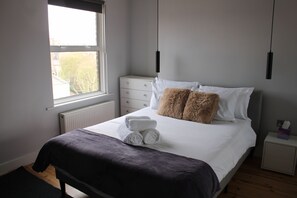1 bedroom, desk, iron/ironing board, travel cot