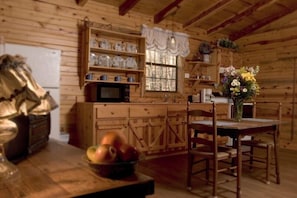 Cabin, 1 Bedroom, Hill View | Private kitchen | Full-size fridge, microwave, oven, stovetop