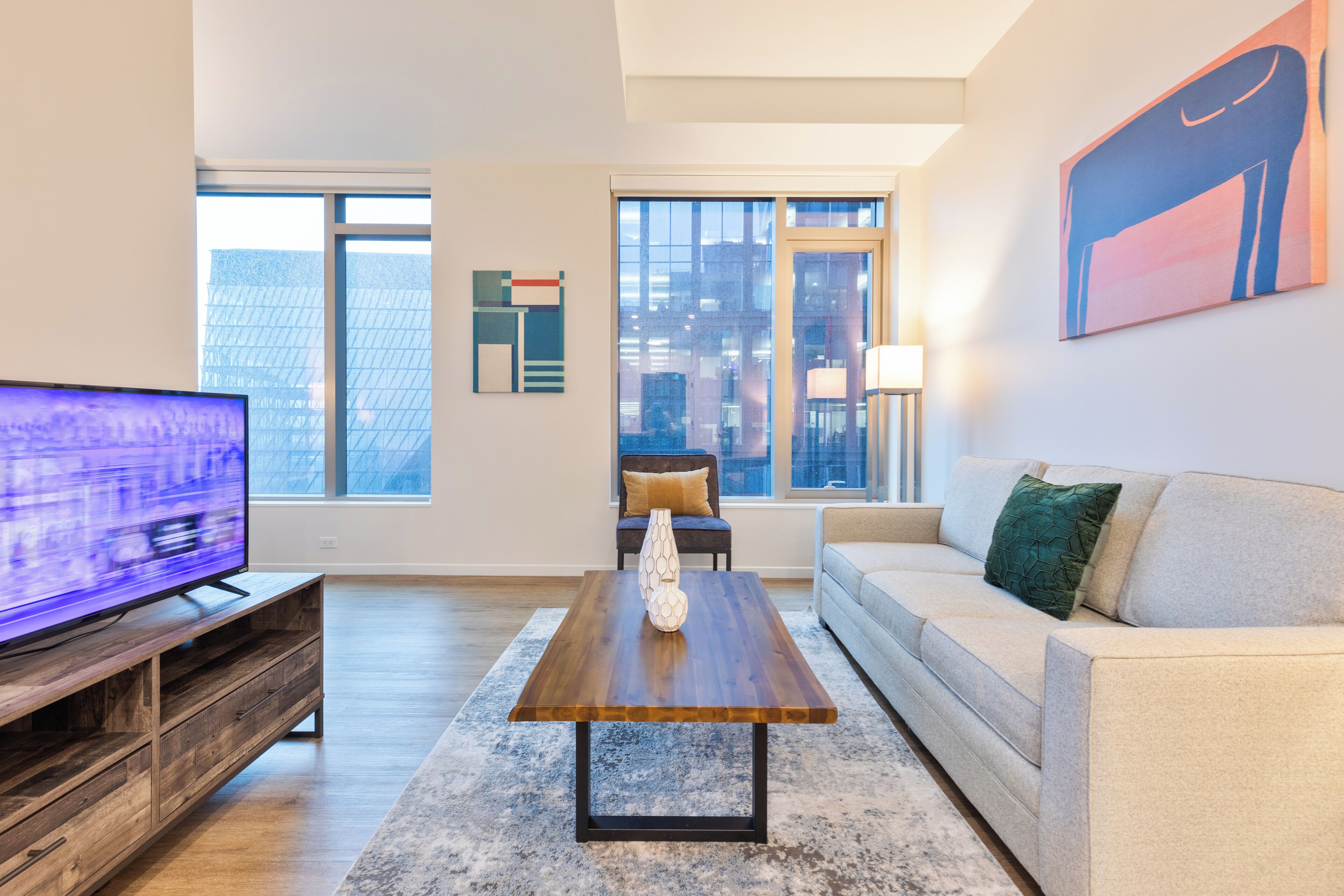 Deluxe Apartment, Kitchen | Living area