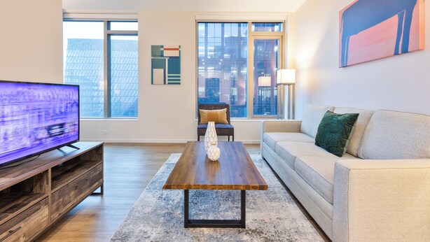 Departamento Deluxe, cocina | Área de sala de estar