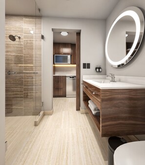 Shower, hydromassage showerhead, free toiletries, hair dryer - Homewood Suites By Hilton Saltillo (Saltillo)