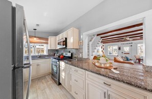 House, Multiple Beds, Patio, Garden View (KENT STREET 54) | Private kitchen | Stovetop, coffee/tea maker - Kent Street 54 (Rehoboth Beach)