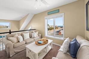 Condo, Multiple Beds, Balcony, Partial Ocean View (DELANO 3A) | Living area - Delano 3A (Dewey Beach)
