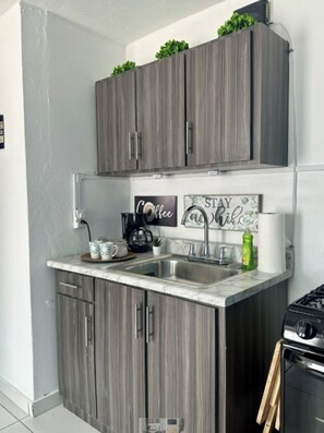 Fridge, microwave, stovetop, dishwasher