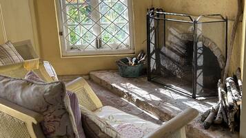 TV connectée, cheminée, écrans d'ordinateur