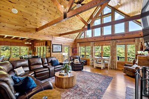 Smart TV, fireplace, foosball