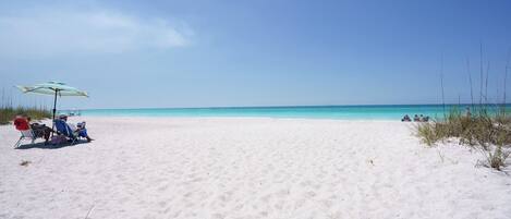 Beach nearby, sun-loungers