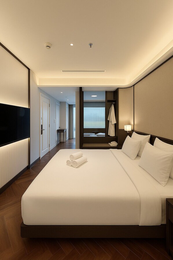 Executive Suite, Balcony, City View - Afternoon Tea on Sky Beach | In-room safe, desk, laptop workspace, blackout drapes