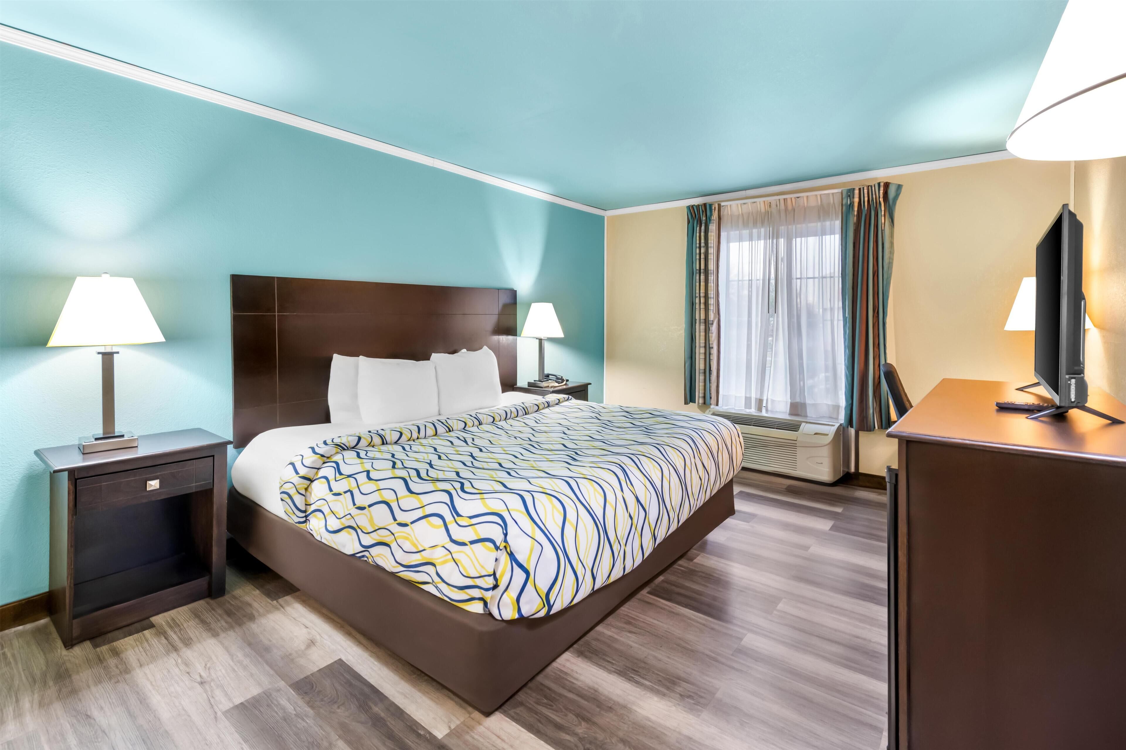 Room, 1 King Bed (Pet Friendly) | In-room safe, laptop workspace, iron/ironing board, free WiFi