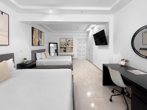 Desk, travel cot, free WiFi, bed sheets