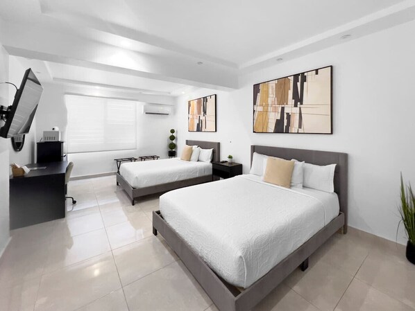 Desk, travel cot, free WiFi, bed sheets