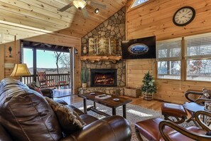 Smart TV, fireplace - Blue Ridge Sunrise Vista | Mineral Bluff, Ga (Mineral Bluff)