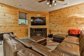 Smart TV, fireplace, ping pong, books