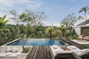 Outdoor pool, sun loungers