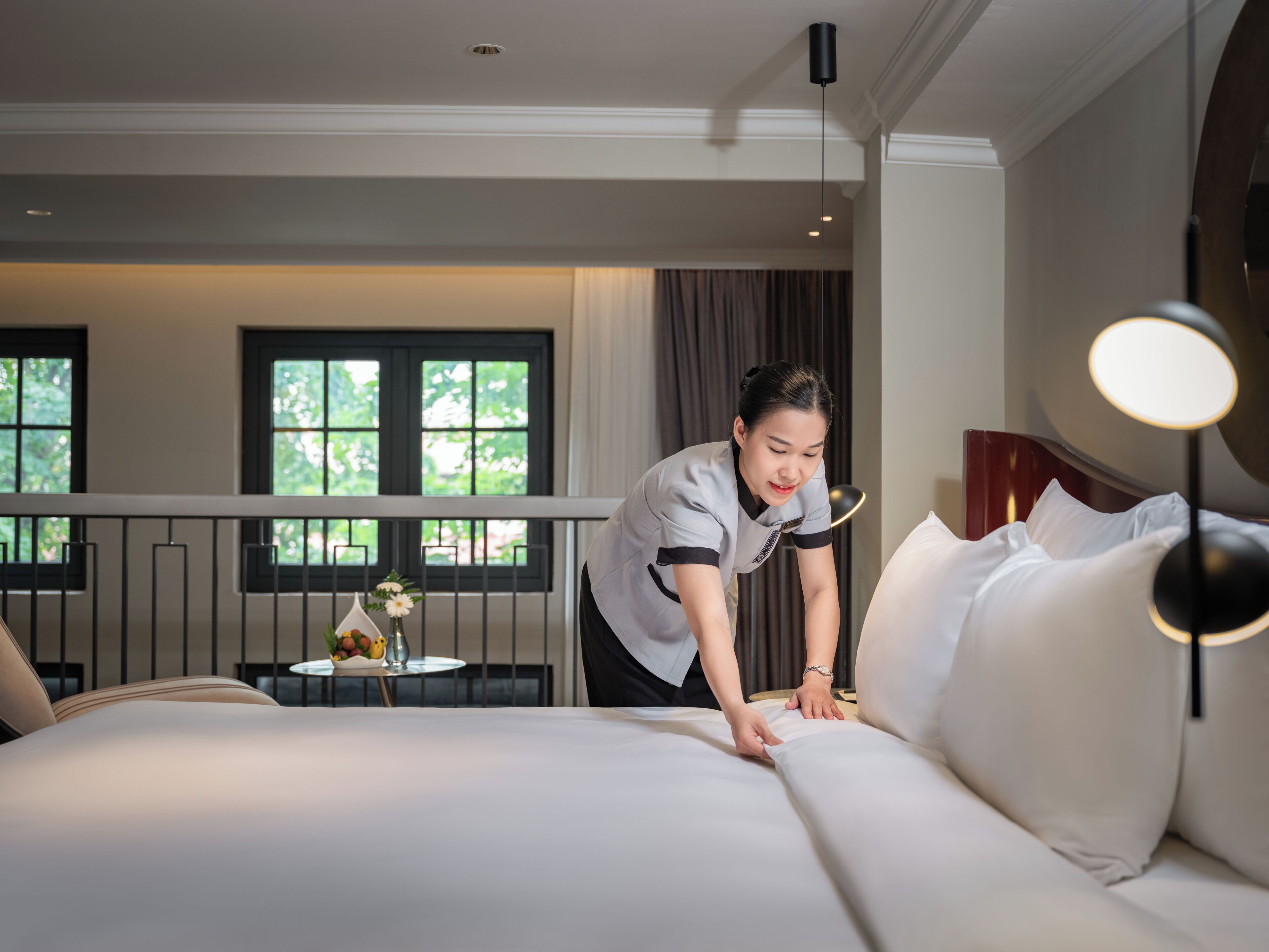 Perhesviitti (Duplex Family Suite) | Minibaari, tallelokero huoneessa, työpöytä, pimennysverhot