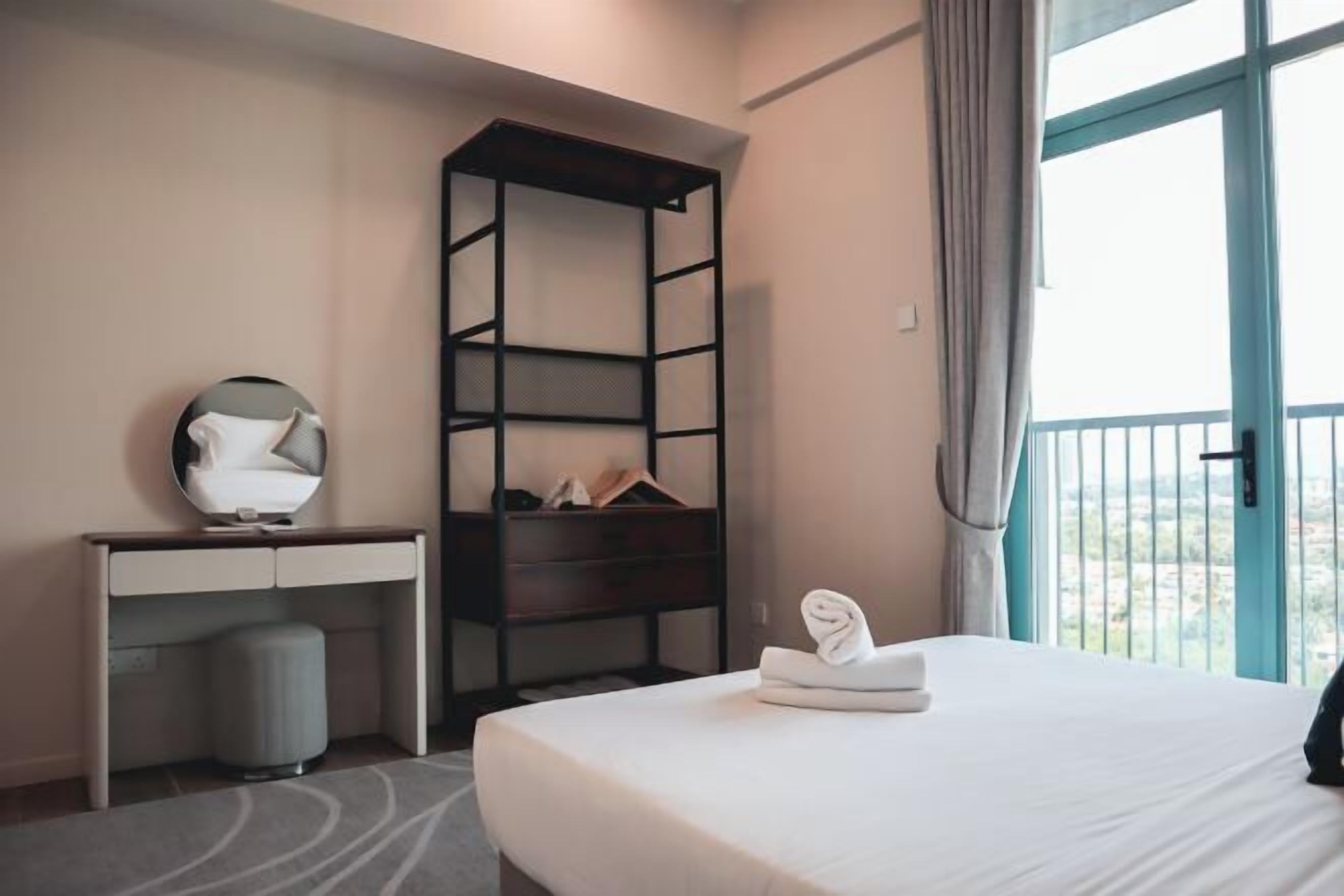 Individually decorated, individually furnished, desk, laptop workspace