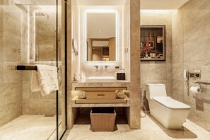 Classic Double Room, City View | Bathroom | Shower, hair dryer, bathrobes, slippers - Yes Rustic Luxury Rome Art Hotel (Chongqing)