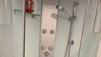 Hair dryer, soap, toilet paper