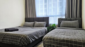 Deluxe Apartment, 3 Bedrooms, Non Smoking, Pool View | 3 bedrooms, desk, laptop workspace, iron/ironing board - Millerz Square Family Rooms by TwoFive (Kuala Lumpur)