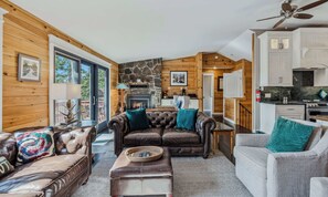 TV, fireplace, offices