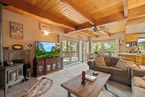 TV, fireplace, offices