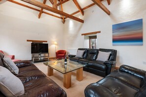 Living area - Padstow Holiday Home, modern barn conversion sleeps 8, + up to 4 pets accepted (St Ervan)