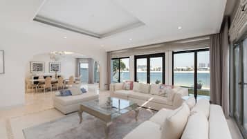 Exclusive Villa, 5 Bedrooms, Private Pool, Beach View | Living area