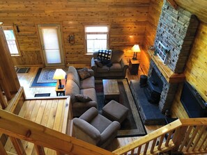 Smart TV, fireplace, DVD player, books