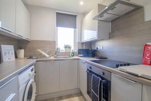 Fridge, microwave, oven, stovetop - Highfield Apartment - 2 bedroom (Motherwell)