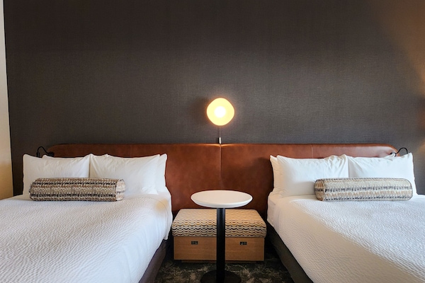 Deluxe Studio, 2 Queen Beds, City View | Egyptian cotton sheets, premium bedding, pillowtop beds, desk