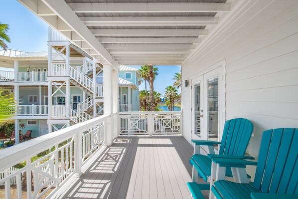 House, Multiple Beds, Patio (Palm Breeze) | Terrace/patio - Palm Breeze - Ocean Views, Golf Cart, Game Room! (Port Aransas)
