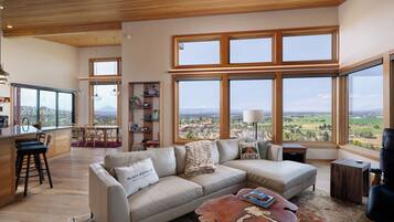 Smart TV, fireplace, DVD player, books