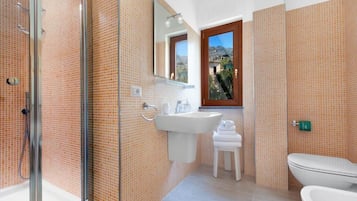 Dusche, Haartrockner, Bidet, Handtücher