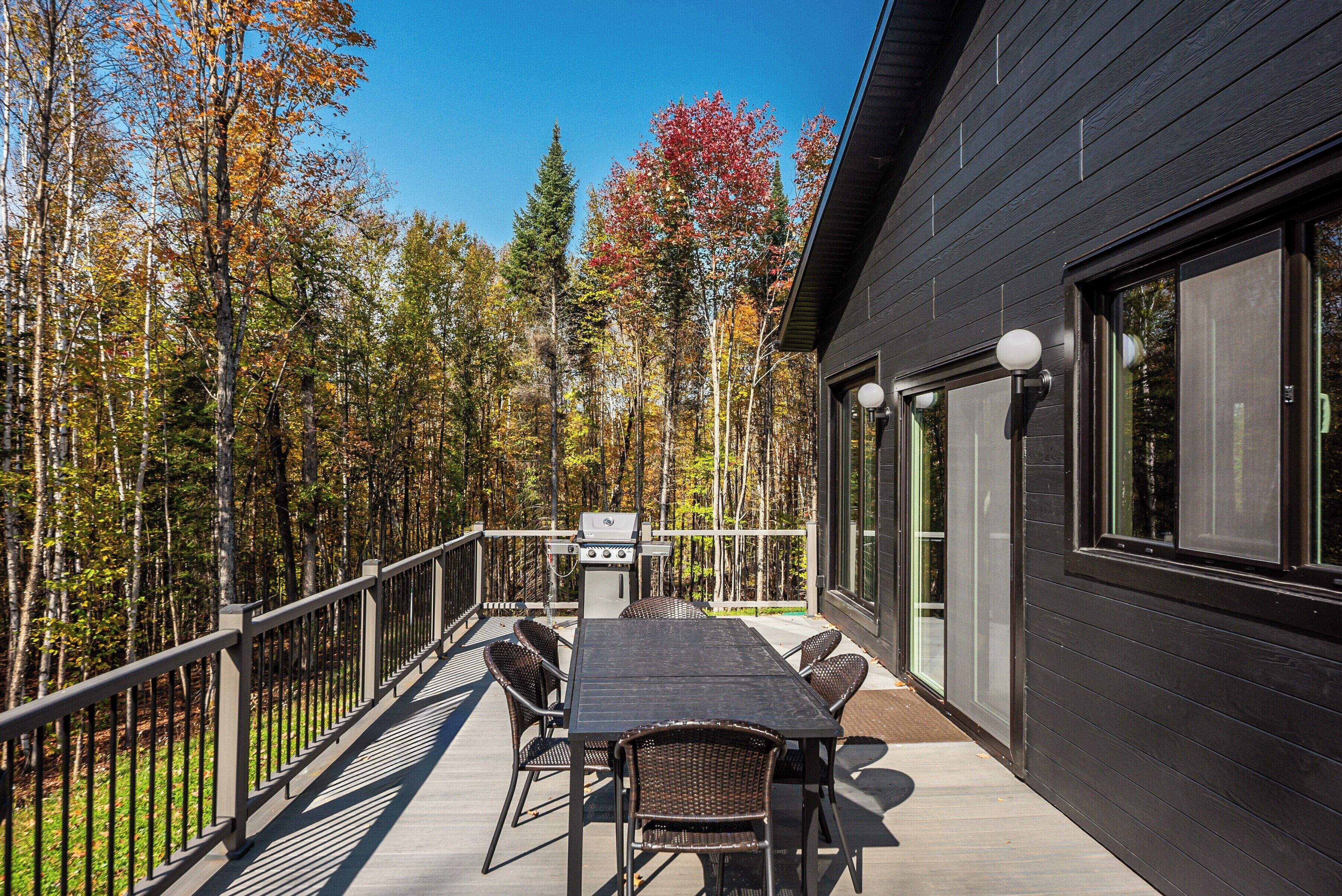 Outdoor dining area with barbecue
