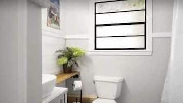 Regadera, secadora de cabello, toallas, shampoo