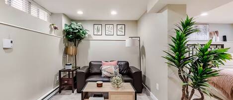 Una Smart TV, un reproductor de DVD, libros, un reproductor estéreo