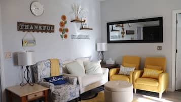 Smart-tv, dvd-afspiller, bøger, videobibliotek