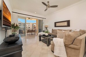 Smart TV - Ocean-view Cabo villa w/ terrace, BBQ, hot tub — steps from Medano Beach!  #1607 (Cabo San Lucas)