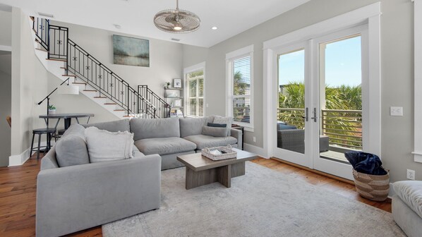 House, Multiple Beds, Balcony, Garden View (The Bee's Knees) | Living area | 55-inch flat-screen TV with digital channels, fireplace