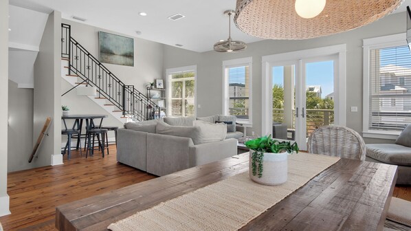 House, Multiple Beds, Balcony, Garden View (The Bee's Knees) | Living area | 55-inch flat-screen TV with digital channels, fireplace