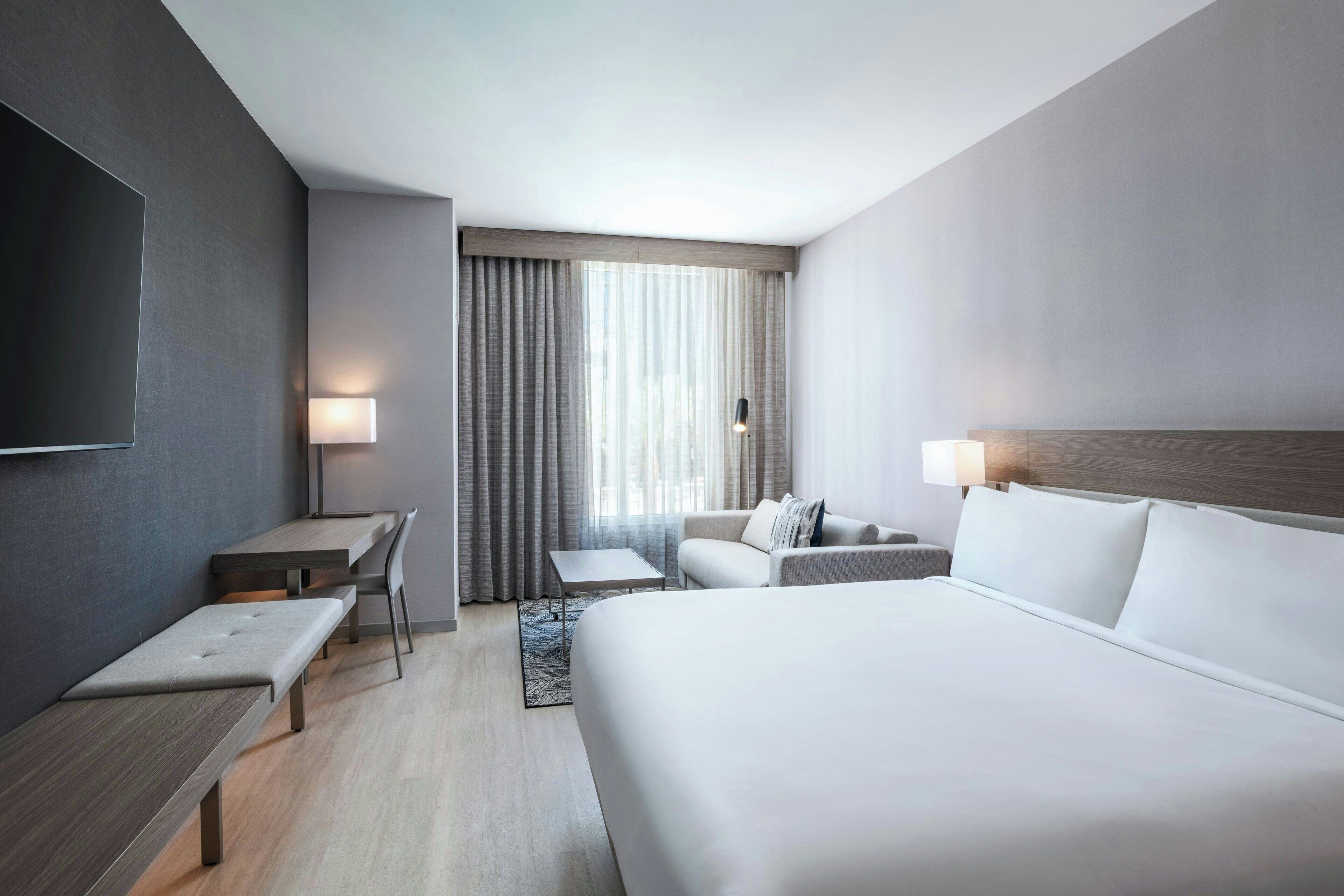 Habitación Deluxe, 1 cama King size y sofá cama | Escritorio, espacio para trabajar con laptop y cortinas blackout 