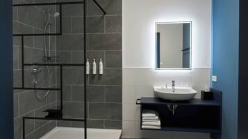 Standard Room, 2 Single Beds (Guest room, Sofa bed) | Bathroom | Shower, hair dryer, towels, soap